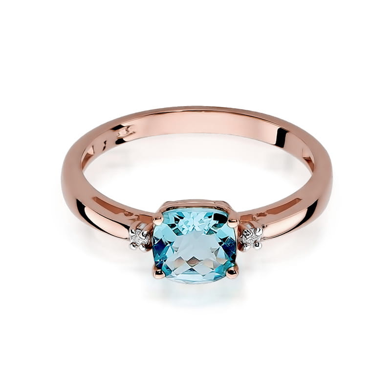 Inel Aur 14K cu Topaz Swiss 1.10 ct si Diamante Naturale 0.03 ct, imaginea 9 din 11