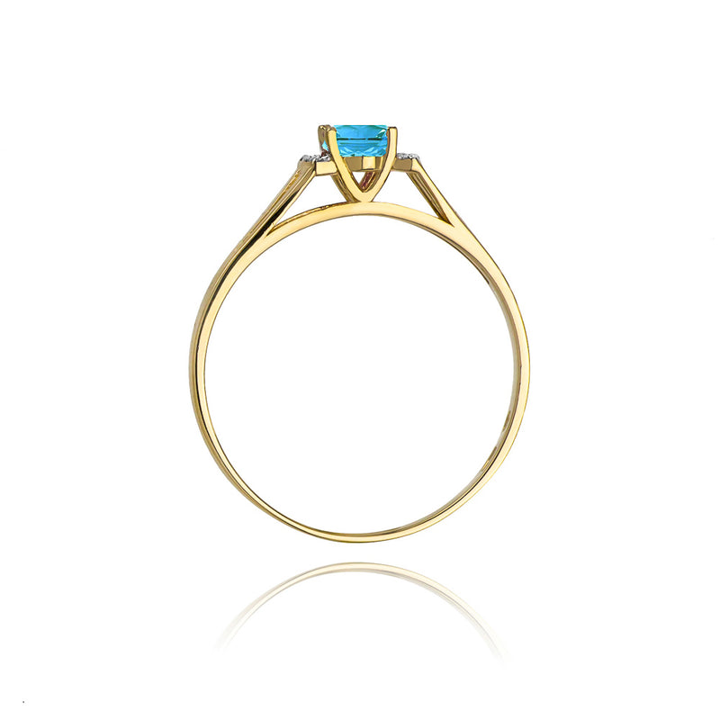 Inel Aur 14K cu Topaz Swiss 0.50 ct si Diamante Naturale 0.05 ct, imaginea 3 din 10