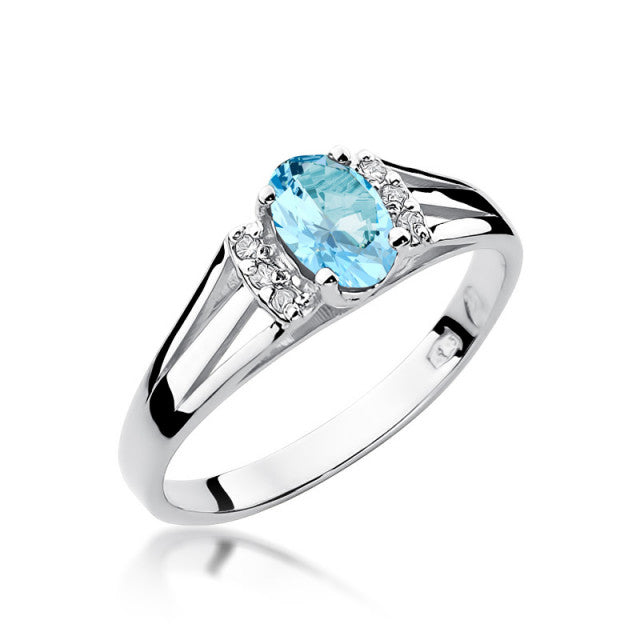 Inel Aur 14K cu Topaz Swiss 0.50 ct si Diamante Naturale 0.05 ct, imaginea 5 din 10