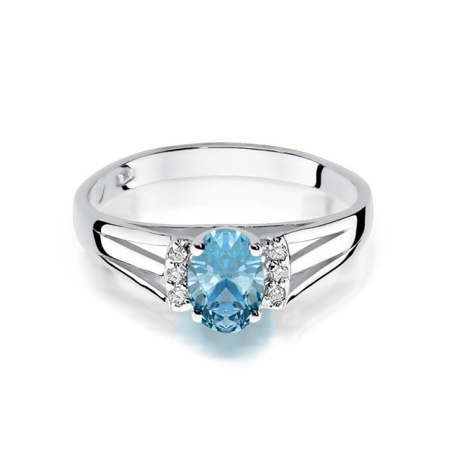 Inel Aur 14K cu Topaz Swiss 0.50 ct si Diamante Naturale 0.05 ct, imaginea 6 din 10