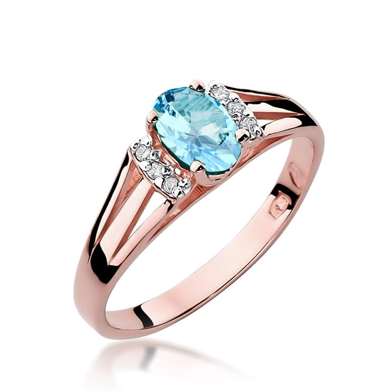 Inel Aur 14K cu Topaz Swiss 0.50 ct si Diamante Naturale 0.05 ct, imaginea 7 din 10