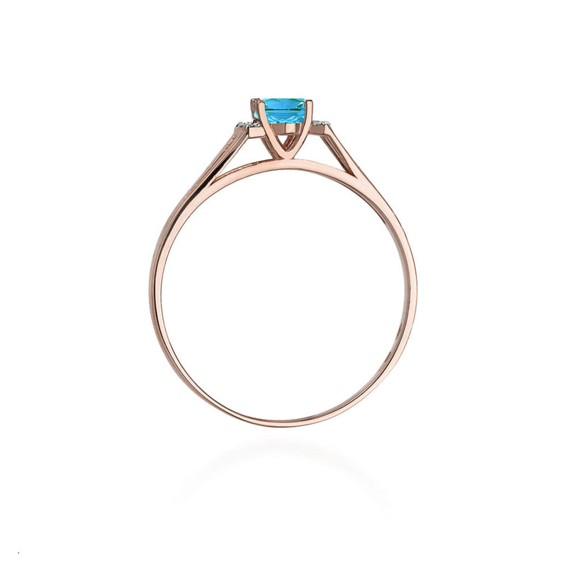 Inel Aur 14K cu Topaz Swiss 0.50 ct si Diamante Naturale 0.05 ct, imaginea 9 din 10