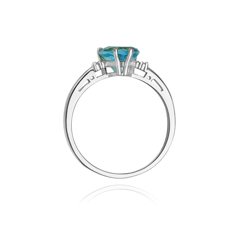 Inel Aur 14K cu Topaz Swiss 1.20 ct si Diamante Naturale 0.03 ct, imaginea 3 din 11