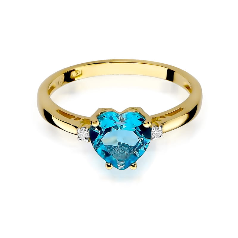 Inel Aur 14K cu Topaz Swiss 1.20 ct si Diamante Naturale 0.03 ct, imaginea 6 din 11