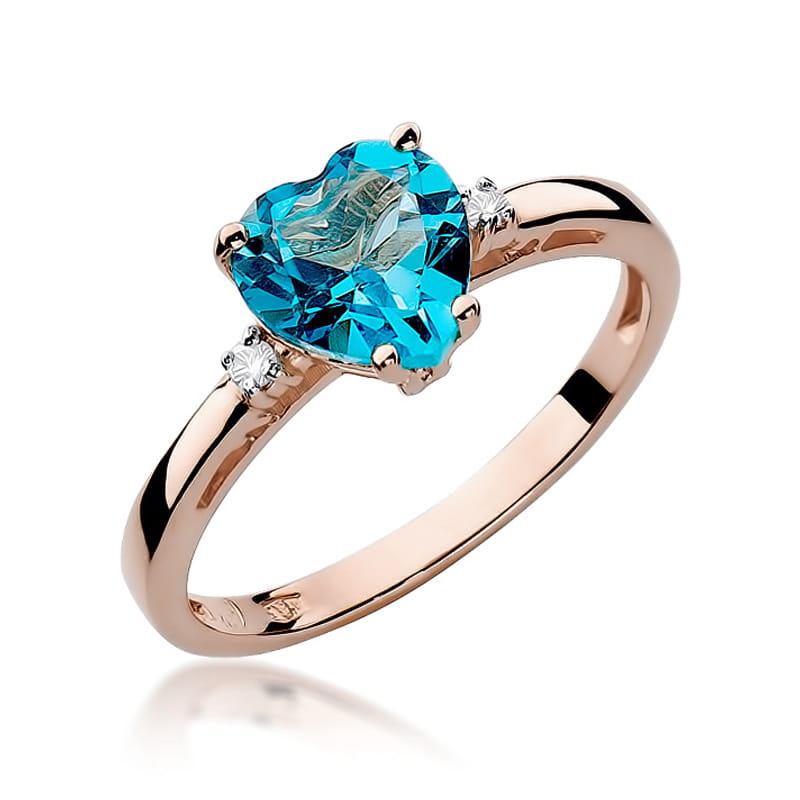 Inel Aur 14K cu Topaz Swiss 1.20 ct si Diamante Naturale 0.03 ct, imaginea 8 din 11