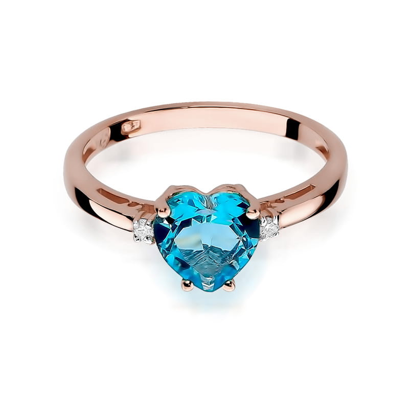 Inel Aur 14K cu Topaz Swiss 1.20 ct si Diamante Naturale 0.03 ct, imaginea 9 din 11