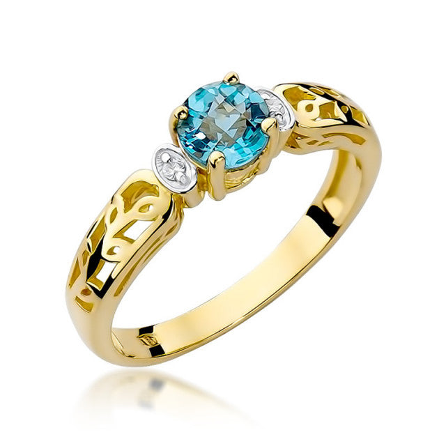 Inel Aur 14K cu Topaz Swiss 0.50 ct si Diamante Naturale 0.02 ct — Aur galben