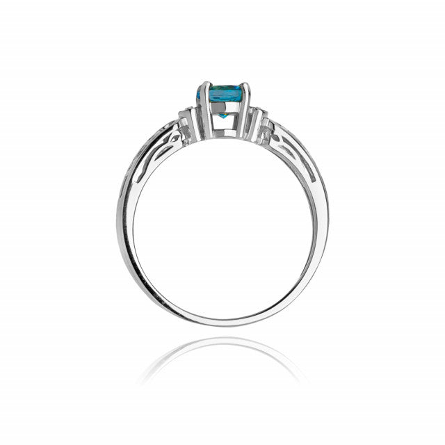 Inel Aur 14K cu Topaz Swiss 0.50 ct si Diamante Naturale 0.02 ct, imaginea 7 din 11