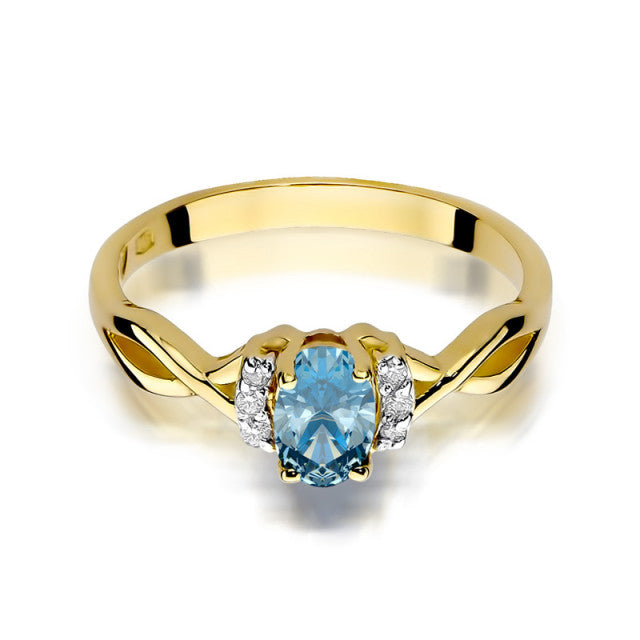 Inel Aur 14K cu Topaz Swiss 0.50 ct si Diamante Naturale 0.05 ct, imaginea 2 din 11