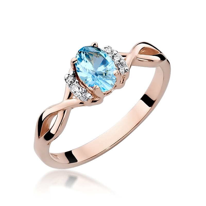 Inel Aur 14K cu Topaz Swiss 0.50 ct si Diamante Naturale 0.05 ct, imaginea 8 din 11