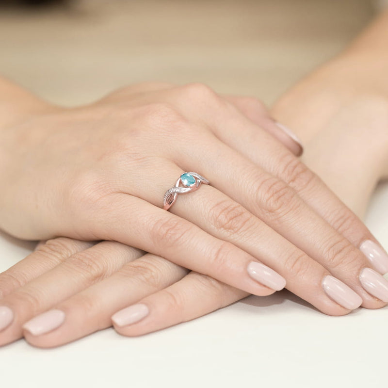 Inel Aur 14K cu Topaz Swiss 0.50 ct si Diamante Naturale 0.05 ct, imaginea 11 din 11