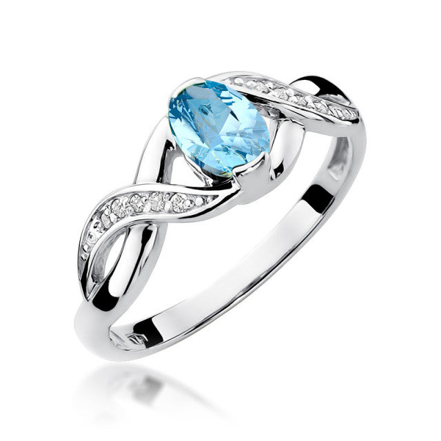 Inel Aur 14K cu Topaz Swiss 0.50 ct si Diamante Naturale 0.05 ct, imaginea 6 din 11