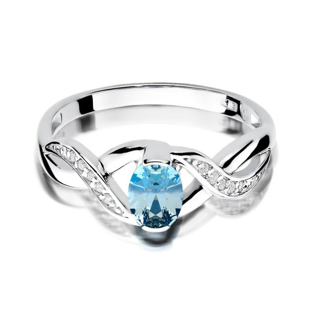 Inel Aur 14K cu Topaz Swiss 0.50 ct si Diamante Naturale 0.05 ct, imaginea 7 din 11
