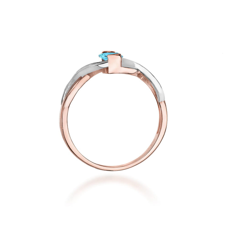Inel Aur 14K cu Topaz Swiss 0.50 ct si Diamante Naturale 0.05 ct, imaginea 10 din 11