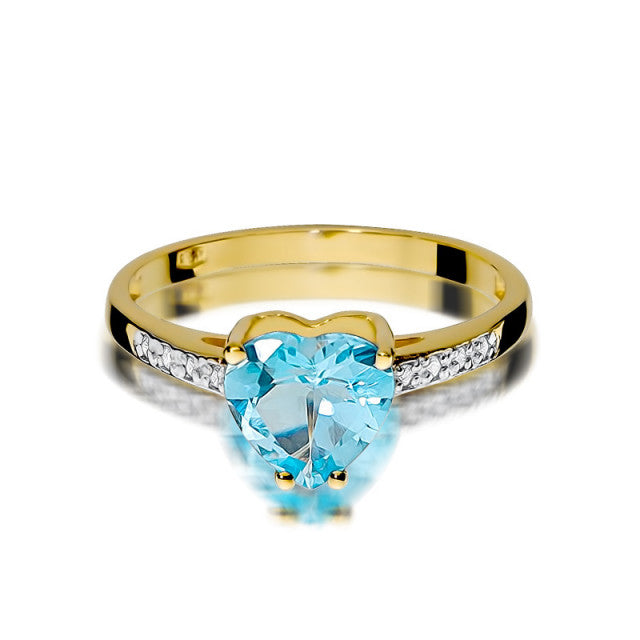 Inel Aur 14K cu Topaz Swiss 1.20 ct si Diamante Naturale 0.04 ct, imaginea 2 din 11