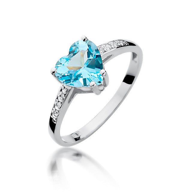 Inel Aur 14K cu Topaz Swiss 1.20 ct si Diamante Naturale 0.04 ct, imaginea 5 din 11