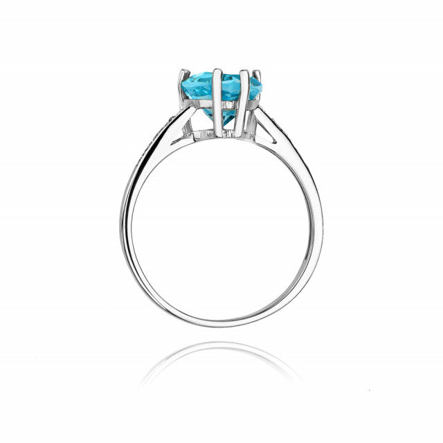 Inel Aur 14K cu Topaz Swiss 1.20 ct si Diamante Naturale 0.04 ct, imaginea 7 din 11