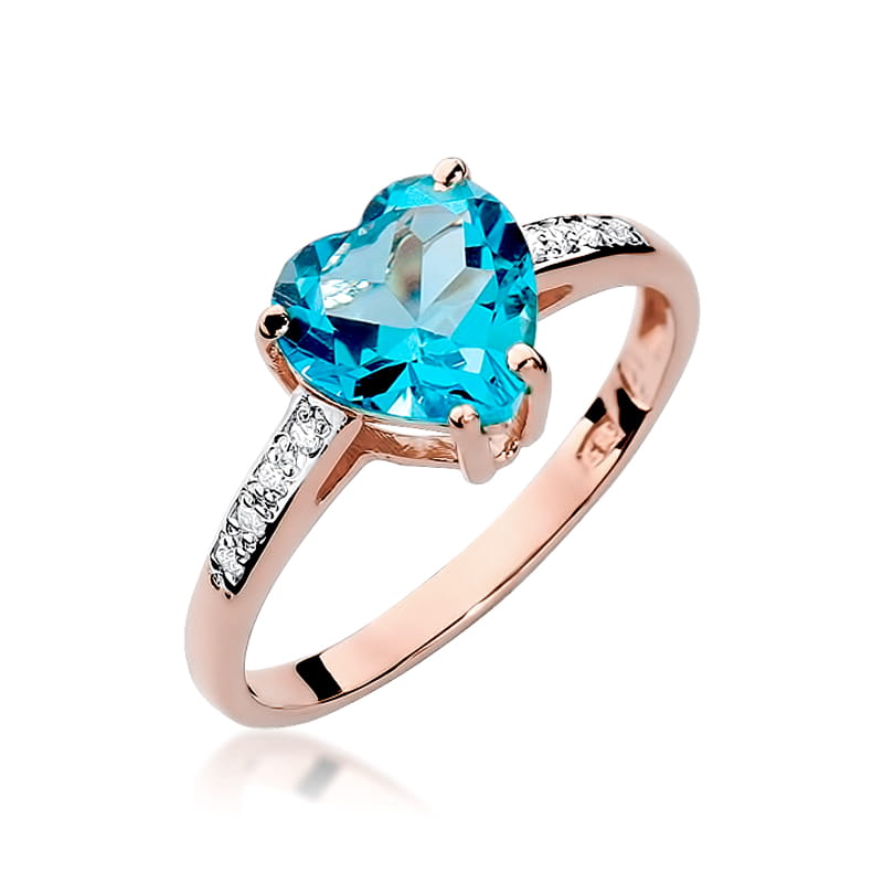 Inel Aur 14K cu Topaz Swiss 1.20 ct si Diamante Naturale 0.04 ct, imaginea 8 din 11