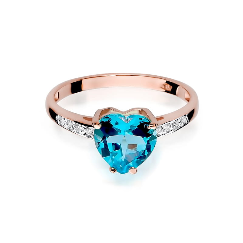 Inel Aur 14K cu Topaz Swiss 1.20 ct si Diamante Naturale 0.04 ct, imaginea 9 din 11