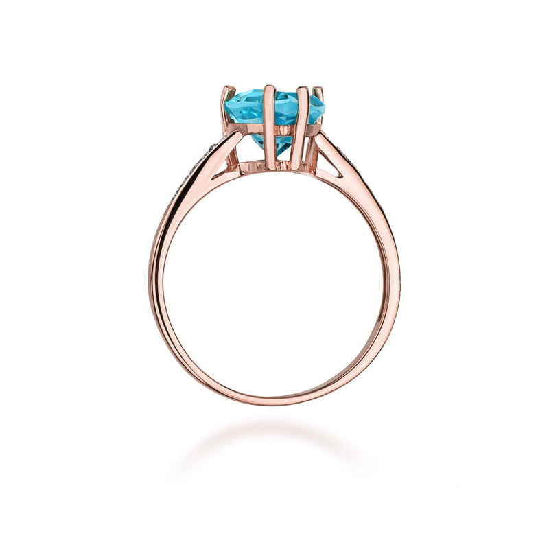 Inel Aur 14K cu Topaz Swiss 1.20 ct si Diamante Naturale 0.04 ct, imaginea 10 din 11