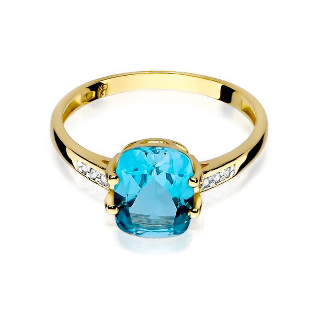 Inel Aur 14K cu Topaz Swiss 2.40 ct si Diamante Naturale 0.03 ct, imaginea 2 din 11