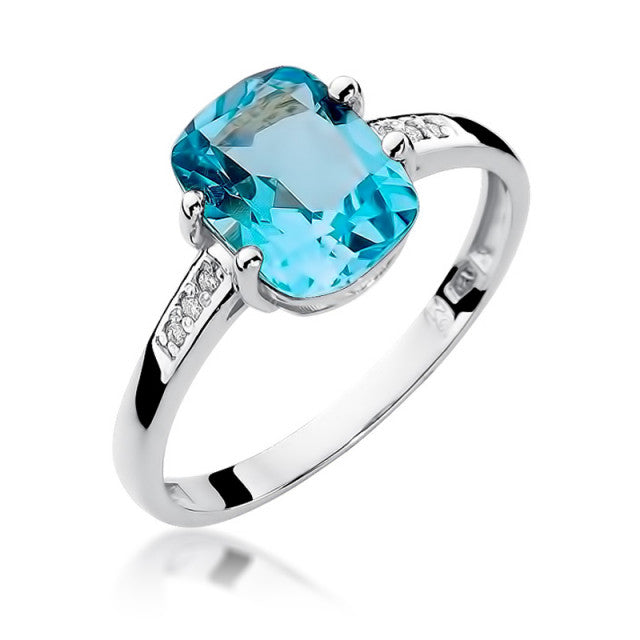 Inel Aur 14K cu Topaz Swiss 2.40 ct si Diamante Naturale 0.03 ct, imaginea 5 din 11