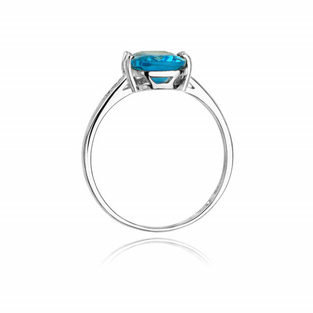 Inel Aur 14K cu Topaz Swiss 2.40 ct si Diamante Naturale 0.03 ct, imaginea 7 din 11