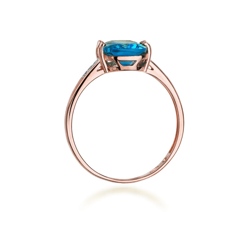 Inel Aur 14K cu Topaz Swiss 2.40 ct si Diamante Naturale 0.03 ct, imaginea 10 din 11