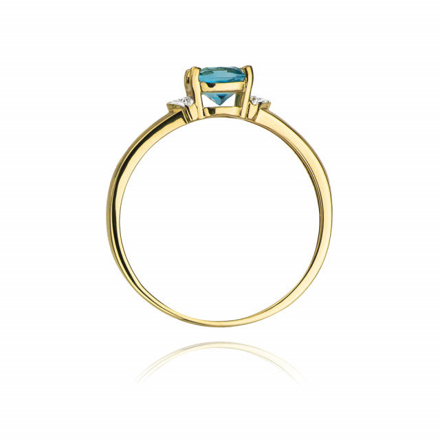 Inel Aur 14K cu Topaz Swiss 0.70 ct si Diamante Naturale 0.01 ct, imaginea 3 din 11