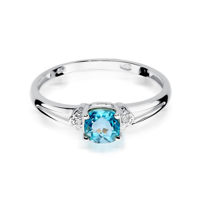 Inel Aur 14K cu Topaz Swiss 0.70 ct si Diamante Naturale 0.01 ct, imaginea 6 din 11