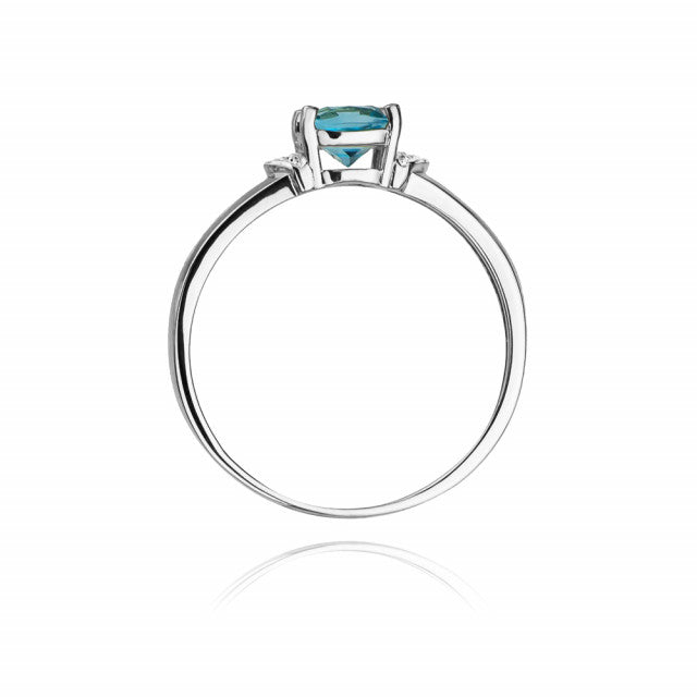 Inel Aur 14K cu Topaz Swiss 0.70 ct si Diamante Naturale 0.01 ct, imaginea 7 din 11