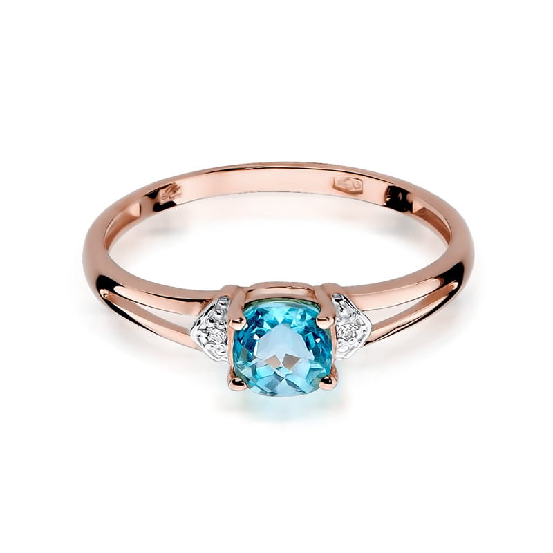 Inel Aur 14K cu Topaz Swiss 0.70 ct si Diamante Naturale 0.01 ct, imaginea 9 din 11