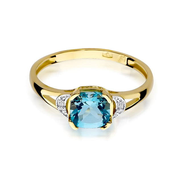 Inel Aur 14K cu Topaz Swiss 1.10 ct si Diamante Naturale 0.01 ct, imaginea 2 din 11