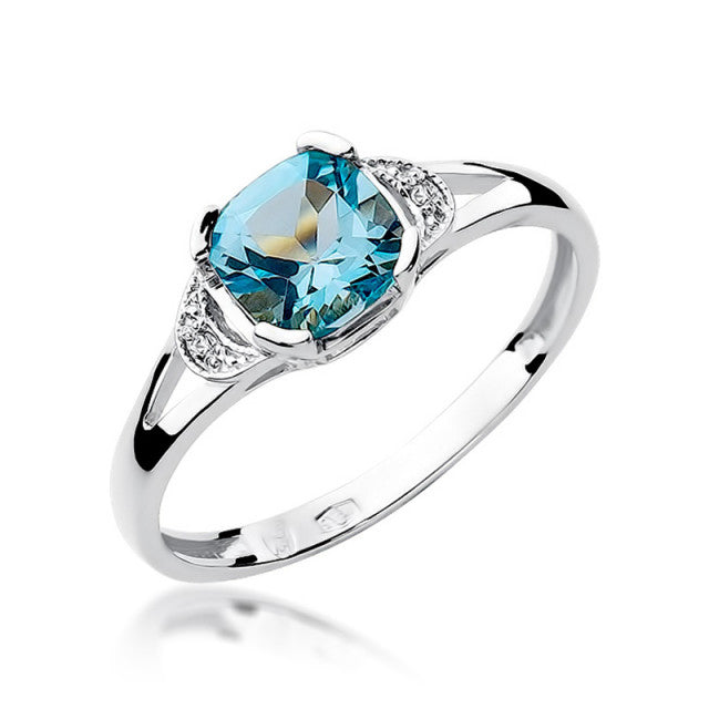 Inel Aur 14K cu Topaz Swiss 1.10 ct si Diamante Naturale 0.01 ct, imaginea 5 din 11