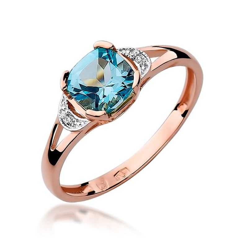 Inel Aur 14K cu Topaz Swiss 1.10 ct si Diamante Naturale 0.01 ct, imaginea 8 din 11