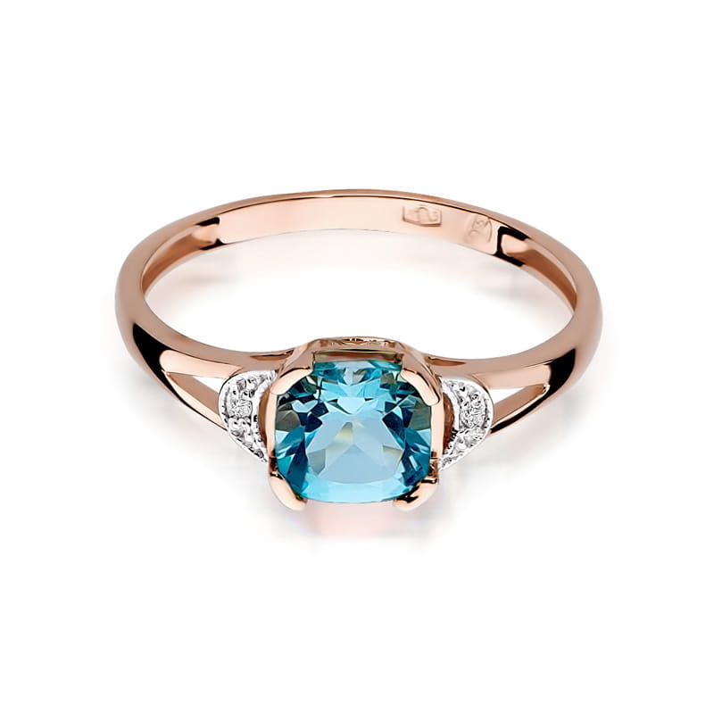 Inel Aur 14K cu Topaz Swiss 1.10 ct si Diamante Naturale 0.01 ct, imaginea 9 din 11