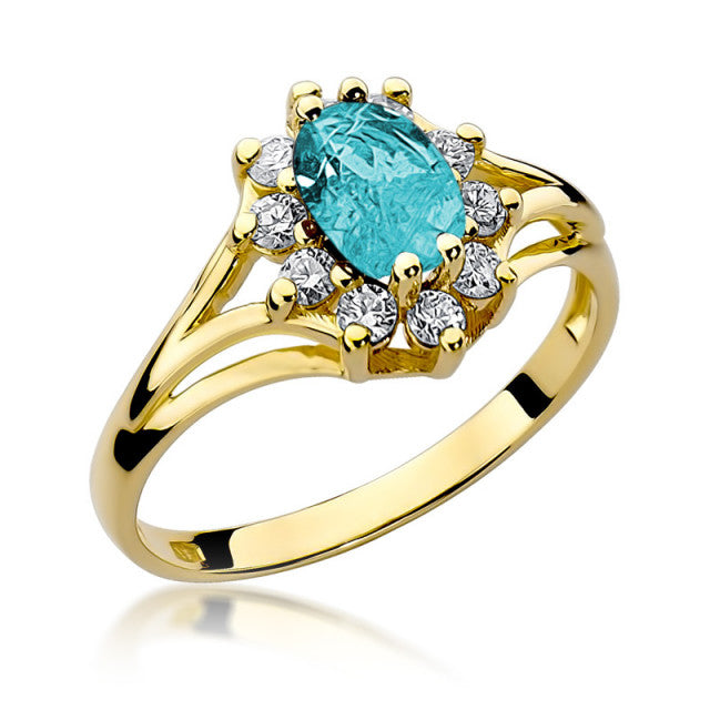 Inel Aur 14K cu Topaz Swiss 0.90 ct si Diamante Naturale 0.30 ct — Aur galben