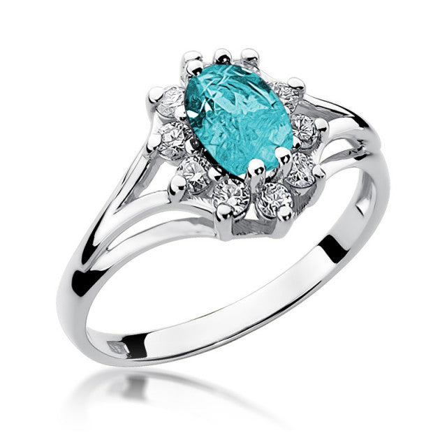 Inel Aur 14K cu Topaz Swiss 0.90 ct si Diamante Naturale 0.30 ct, imaginea 5 din 11