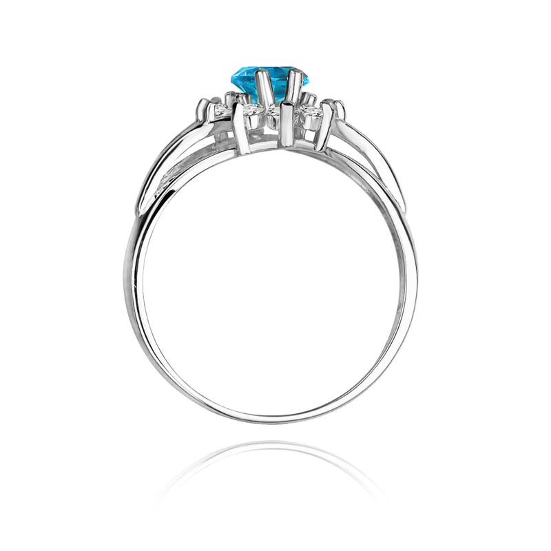 Inel Aur 14K cu Topaz Swiss 0.90 ct si Diamante Naturale 0.30 ct, imaginea 7 din 11