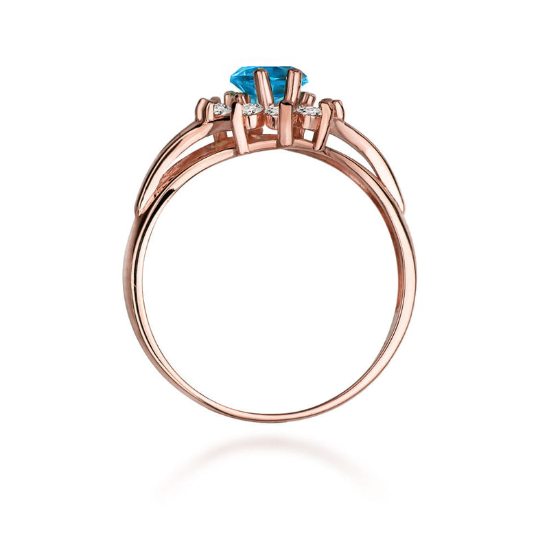 Inel Aur 14K cu Topaz Swiss 0.90 ct si Diamante Naturale 0.30 ct, imaginea 10 din 11