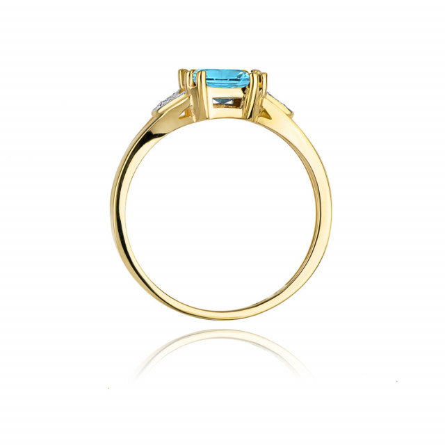 Inel Aur 14K cu Topaz Swiss 1.40 ct si Diamante Naturale 0.06 ct, imaginea 3 din 11