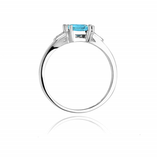 Inel Aur 14K cu Topaz Swiss 1.40 ct si Diamante Naturale 0.06 ct, imaginea 7 din 11