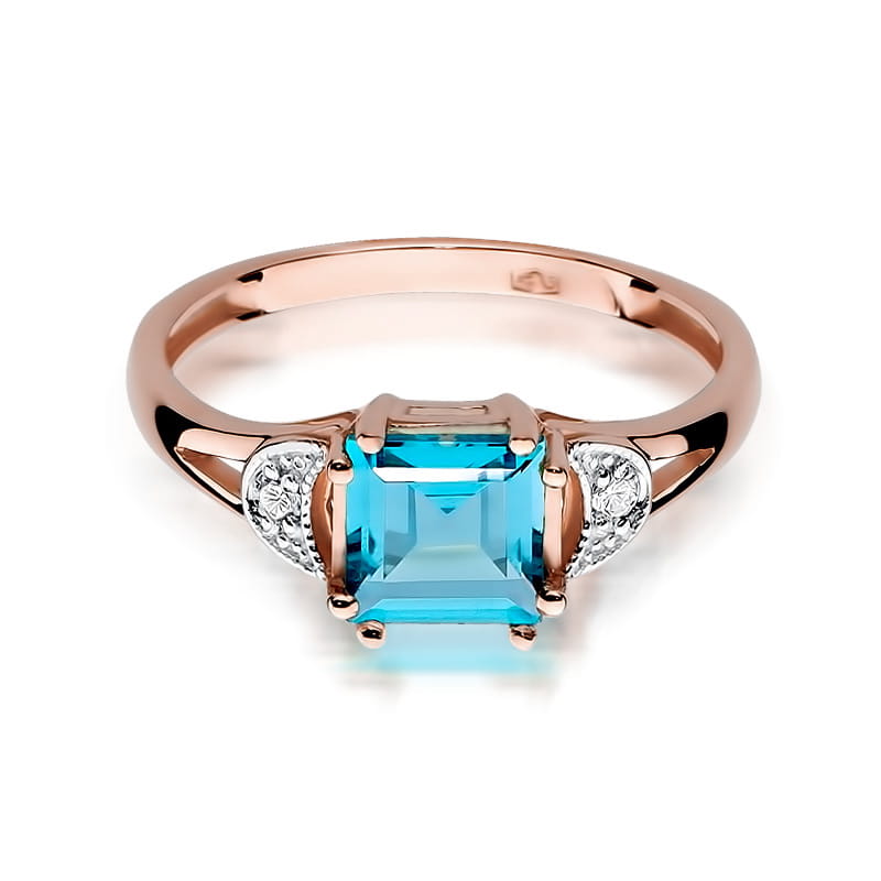 Inel Aur 14K cu Topaz Swiss 1.40 ct si Diamante Naturale 0.06 ct, imaginea 9 din 11