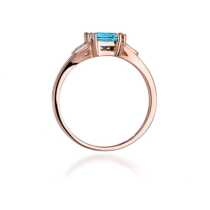 Inel Aur 14K cu Topaz Swiss 1.40 ct si Diamante Naturale 0.06 ct, imaginea 10 din 11