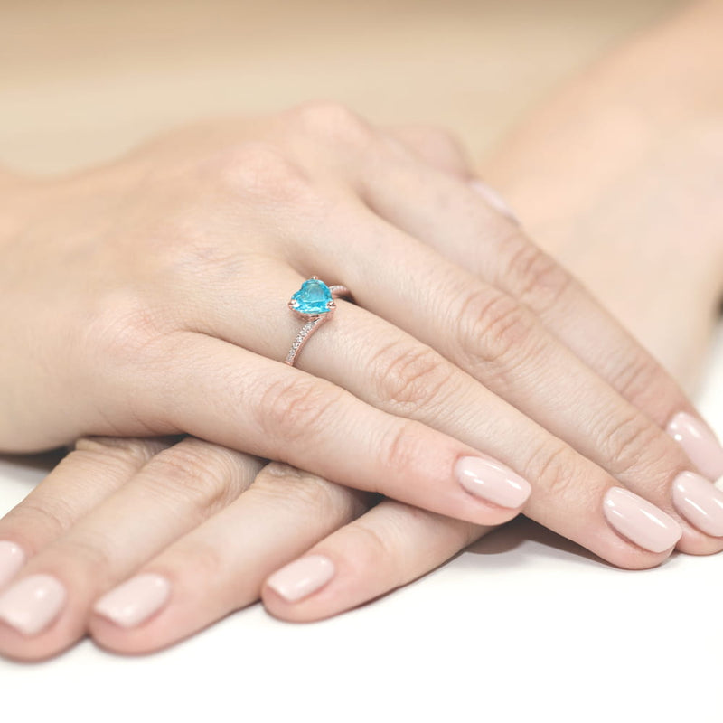 Inel Aur 14K cu Topaz Swiss 1.20 ct si Diamante Naturale 0.06 ct, imaginea 11 din 11