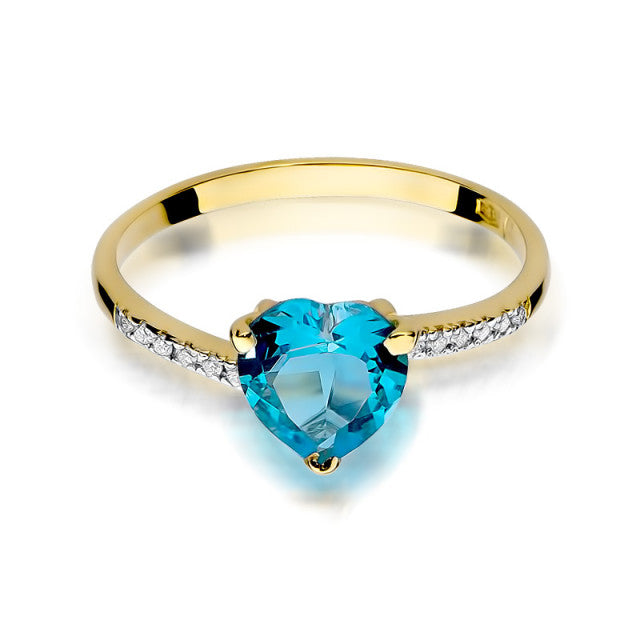 Inel Aur 14K cu Topaz Swiss 1.20 ct si Diamante Naturale 0.06 ct, imaginea 2 din 11