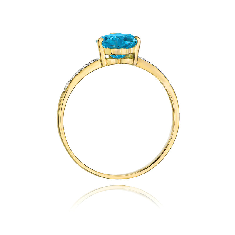 Inel Aur 14K cu Topaz Swiss 1.20 ct si Diamante Naturale 0.06 ct, imaginea 3 din 11