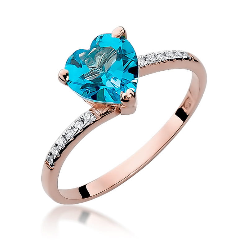 Inel Aur 14K cu Topaz Swiss 1.20 ct si Diamante Naturale 0.06 ct, imaginea 8 din 11