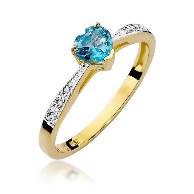 Inel Aur 14K cu Topaz Swiss 0.50 ct si Diamante Naturale 0.03 ct — Aur galben