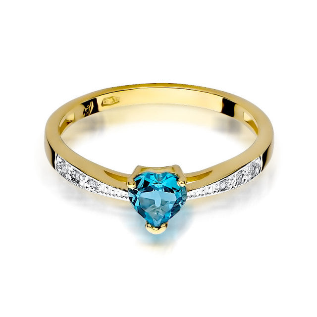Inel Aur 14K cu Topaz Swiss 0.50 ct si Diamante Naturale 0.03 ct, imaginea 2 din 8